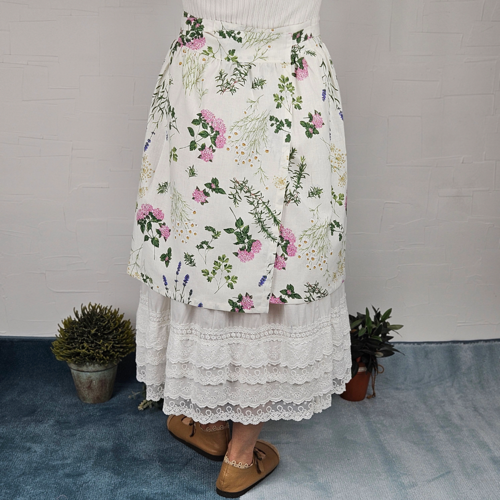 [허리앞치마] 린넨 방수 카페 공방 하프에이프런 허브 홈수니