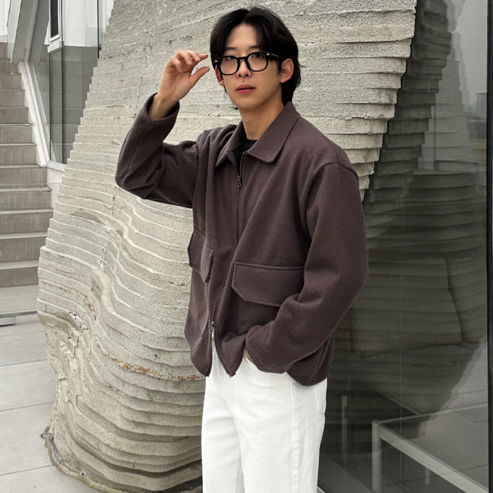 남자 스토 오버핏 봄 가을 간절기 투웨이 피치 카라 자켓 - 메인 이미지