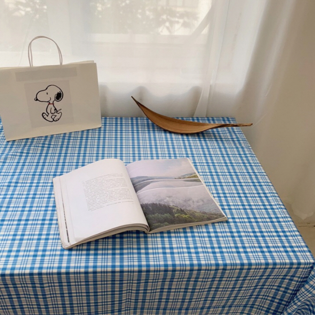 빈티지 체크 감성 테이블보 책상 화장대 협탁 원형 사각 식탁보 캠핑 테이블천 3종