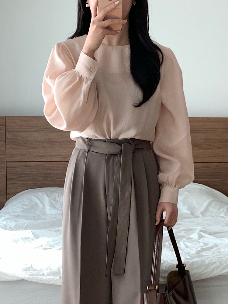 [민트당일배송] 가을 실키 블라우스 하객룩