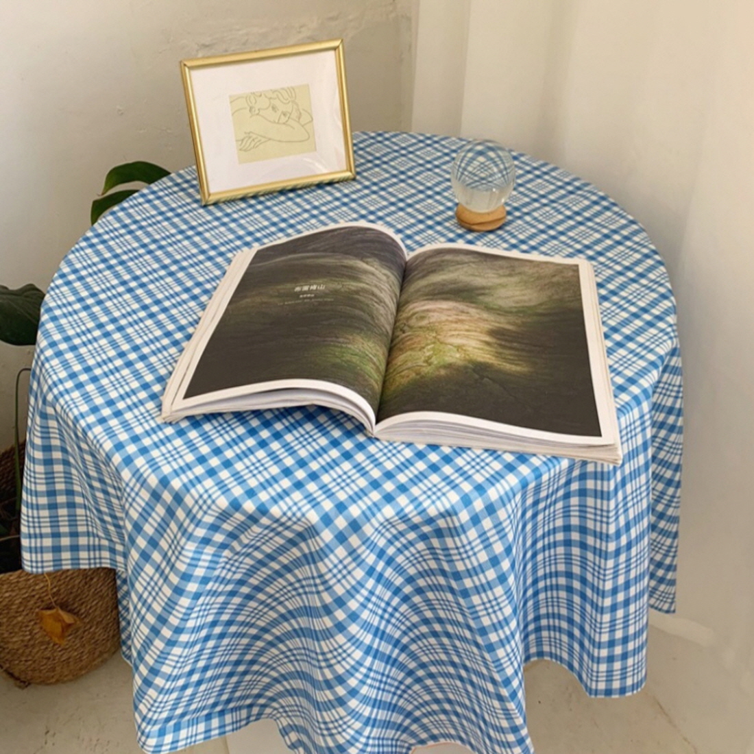 빈티지 체크 감성 테이블보 책상 화장대 협탁 원형 사각 식탁보 캠핑 테이블천 3종