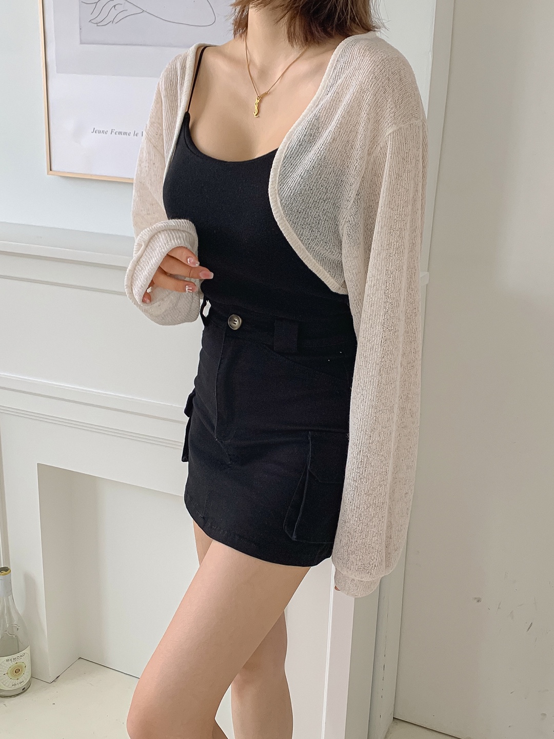 데일리즈 린넨가디건 크롭볼레로 숏가디건 여리핏 여름긴팔 자체체작 - 상세 이미지 4