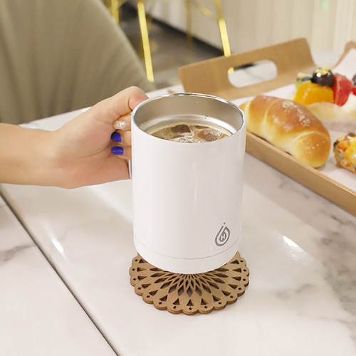 화이트머그350ml 손잡이텀블러 보온 보냉 물병 개인 물잔 스텐리스 커피잔 각인 인쇄 - 상세 이미지 4