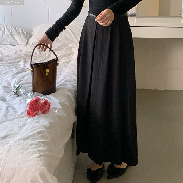 라더 플리츠 주름 벨트 A라인 맥시 롱 스커트 2col 가을 봄 코튼 데일리 제이플로우 이미지 6