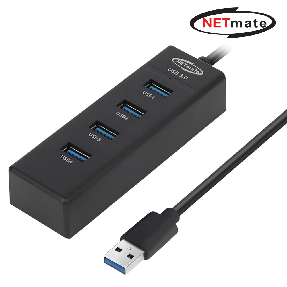 강원전자 넷메이트 USB3.0 4포트 허브 (블랙) NM-UBA305