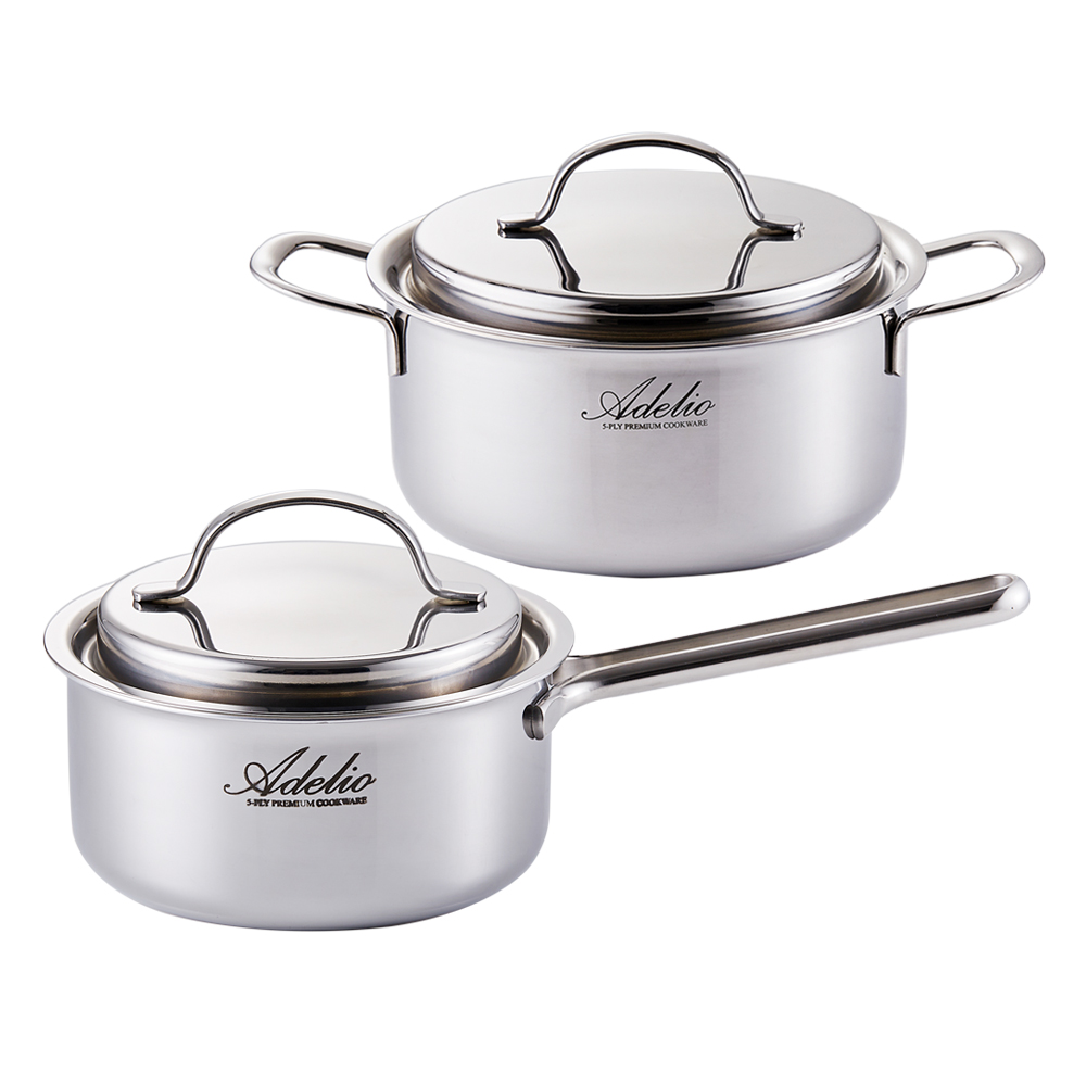 한일스텐레스 통5중 뉴아델리오 IH 스텐냄비 2종 세트 (16편수+18양수)