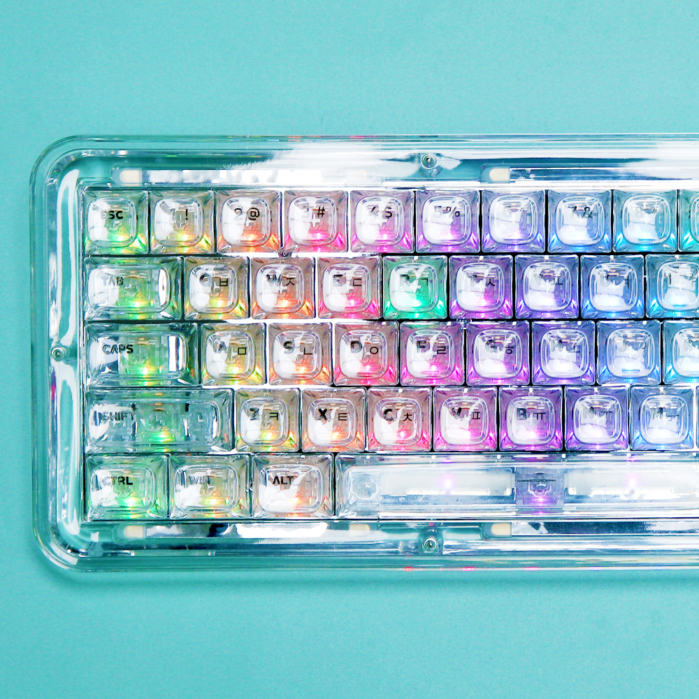 가츠 아쿠아66 투명 아이 패드 폰 갤럭시 유 무선 블루투스 단축키 커스텀 조약돌 윤활 키보드