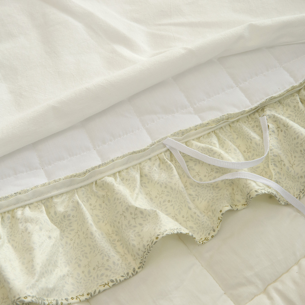 순면 프릴 잔꽃 누빔 이불 커버 세트 슈퍼 싱글 침구