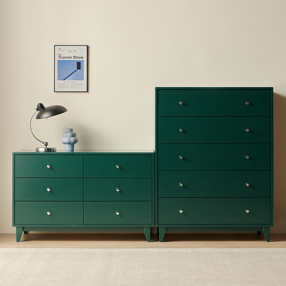 크로키 인테리어 광폭 드레스룸 와이드 원목 서랍장 1200x500x758mm, 3단, 그린 이미지 7