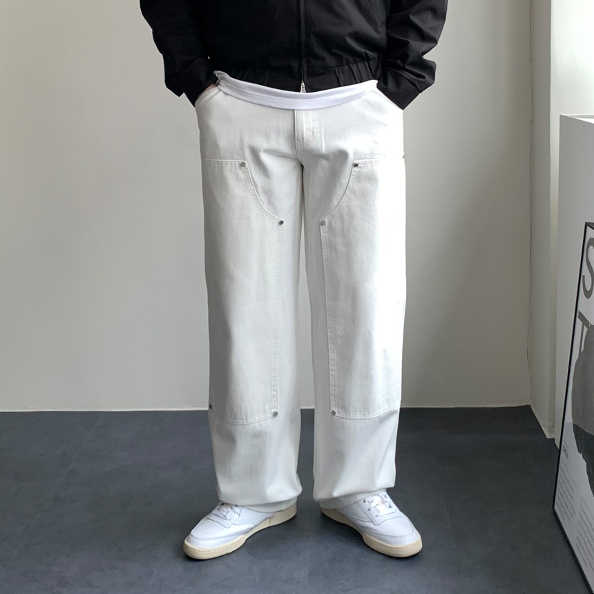 더블니데님 남자흑청데님 남자와이드청바지 이미지 6