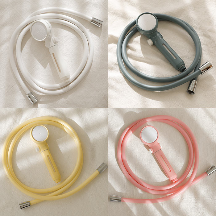 마카롱 온오프 필터 샤워기+줄꼬임 물때방지 PVC 샤워기호스 2m+리필세트