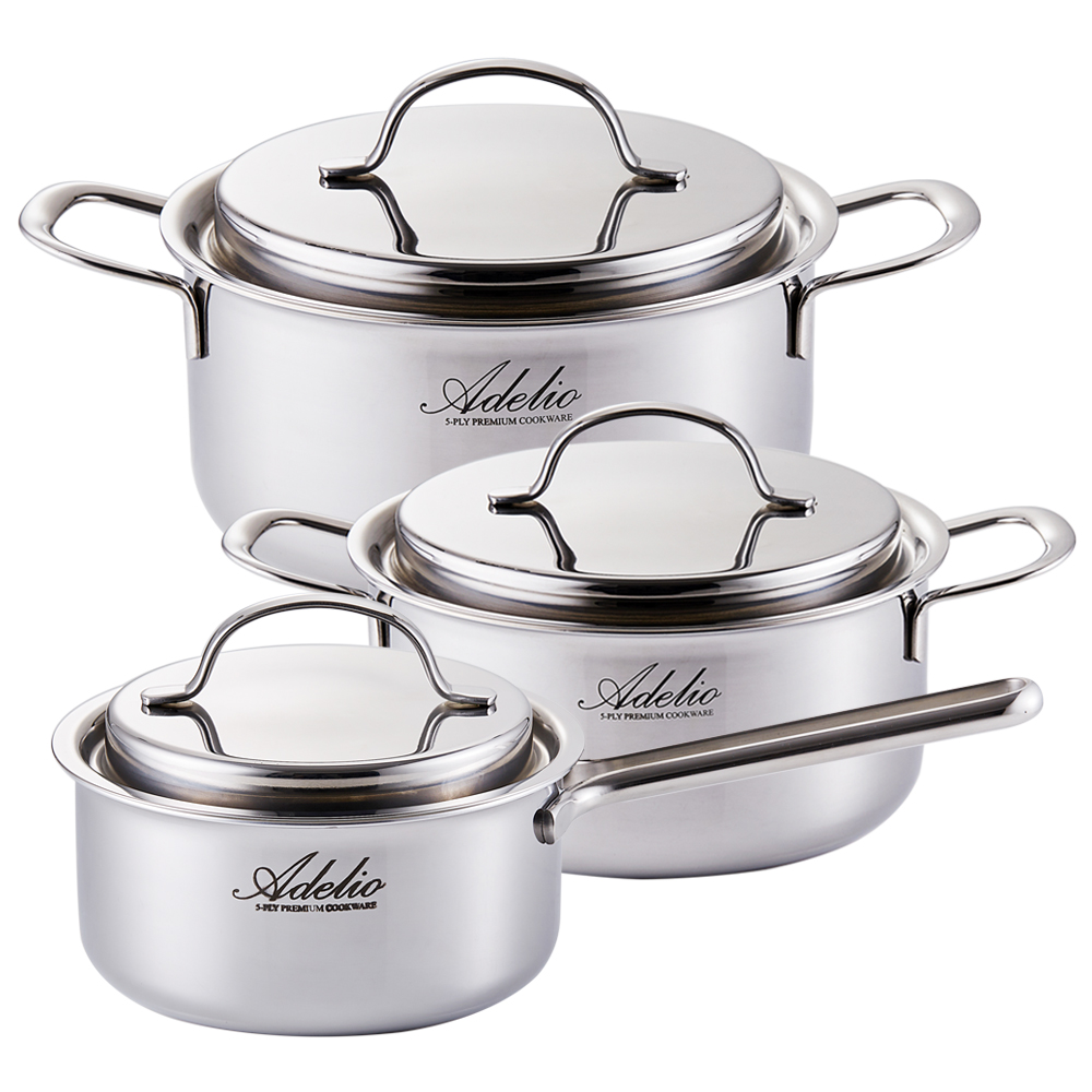 한일스텐레스 통5중 뉴아델리오 IH 스텐냄비 3종 세트 (16편수+20양수+24양수)