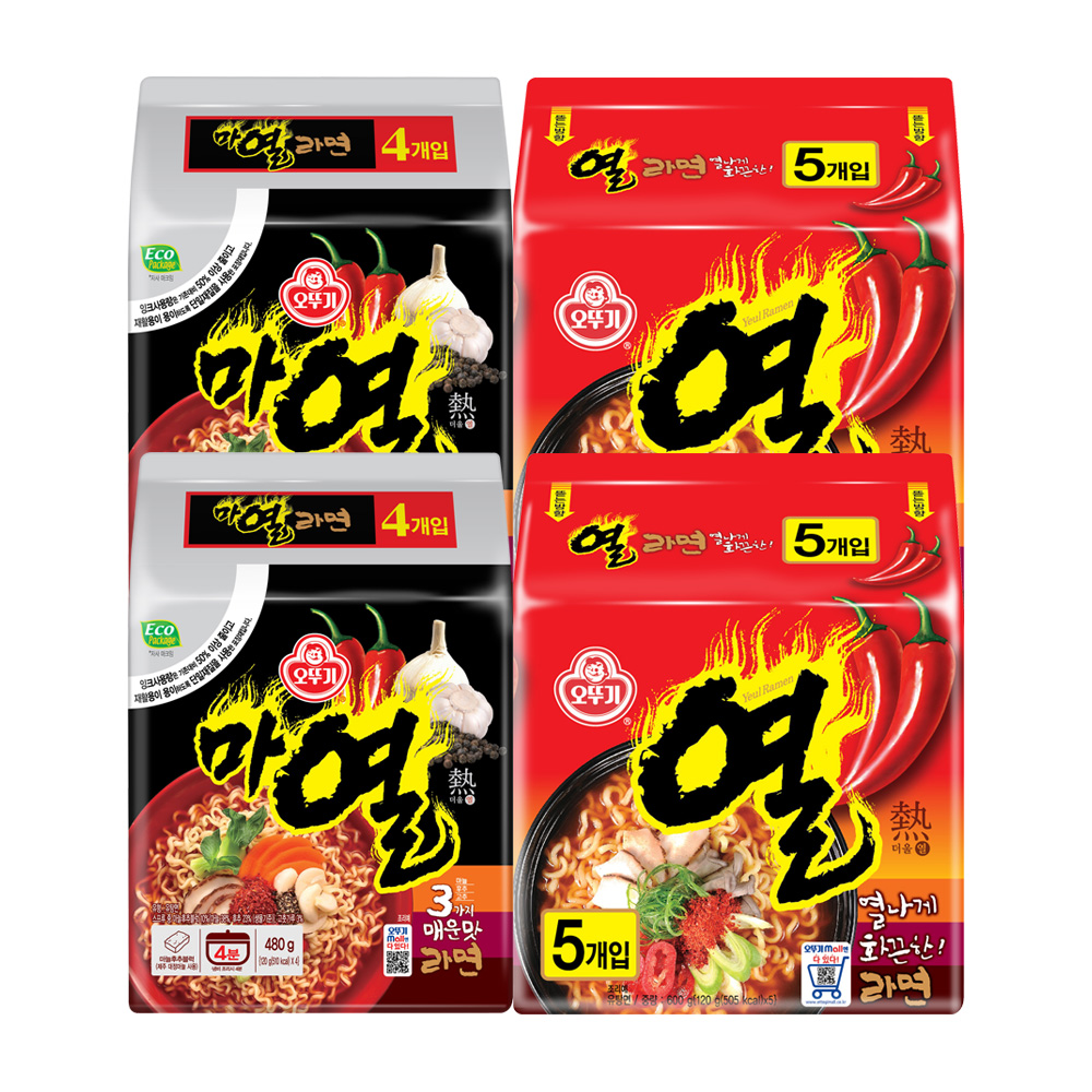 오뚜기 열라면 120g 10개+마열라면 120g 8개