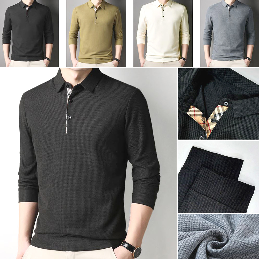 남성 롱슬리브 티셔츠 남자 오버핏 긴팔 골프 상의 카라티 - 상품 이미지