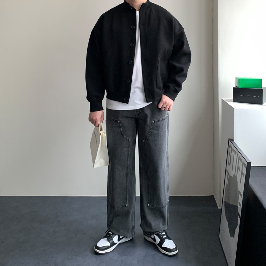 더블니데님 남자흑청데님 남자와이드청바지 - 상세 이미지 3