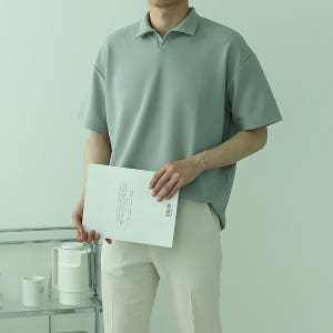 남자반팔카라티 오버핏 헨리넥 정장 남성 반팔티 착용 후기 | 사이즈/핏 총정리 - 상품 이미지 3