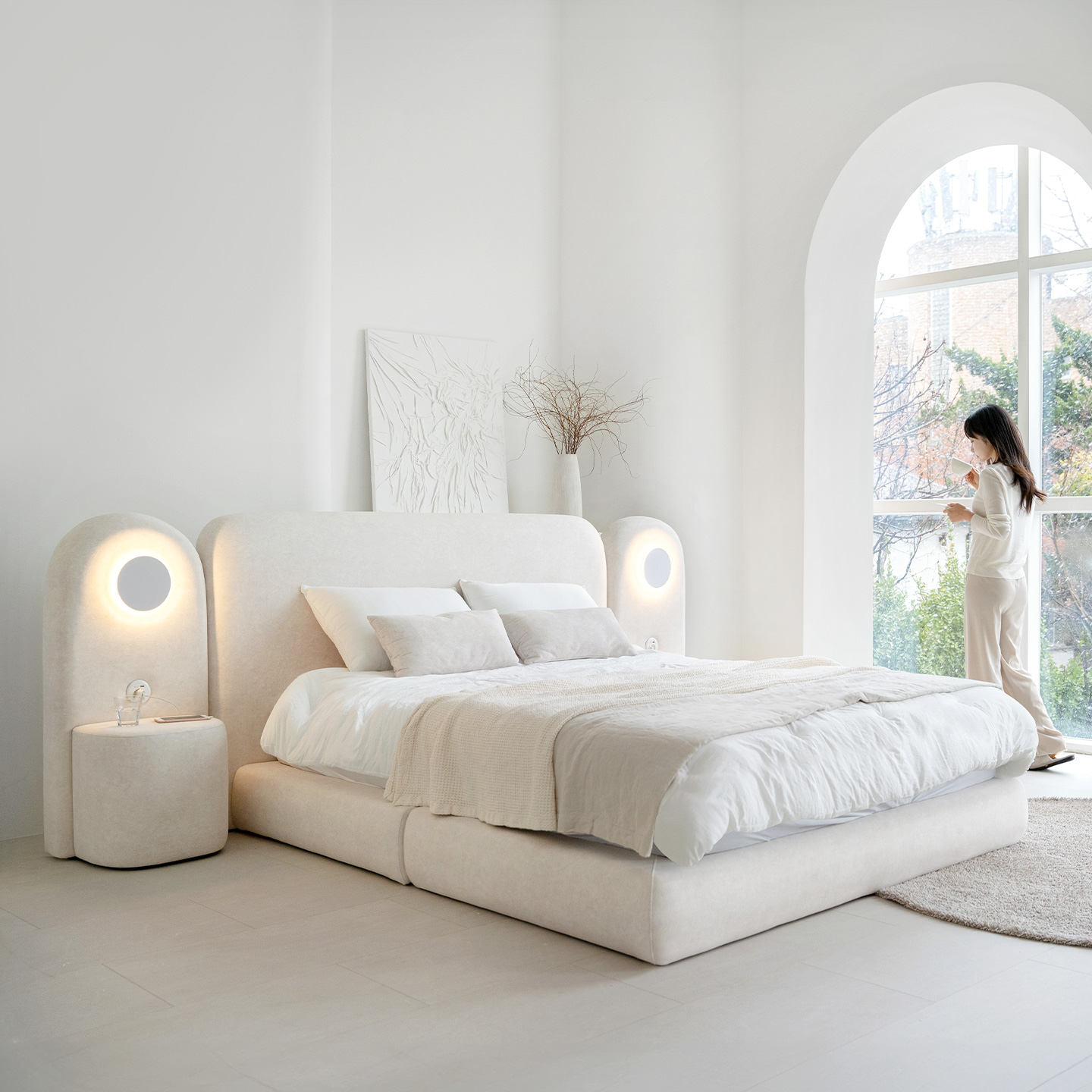 데일리리빙 드레스덴 조야 패브릭 평상형 호텔식 침대 프레임 일반헤드형 SS