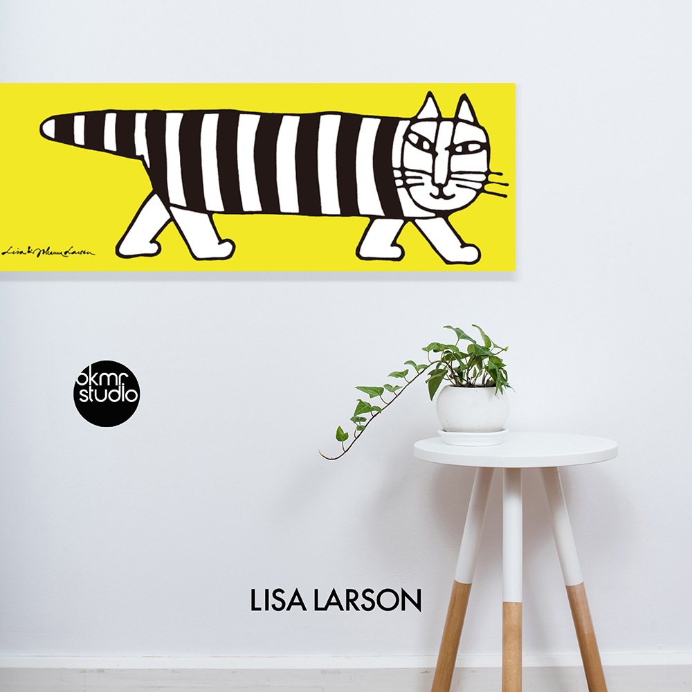 리사라르손 옐로우블랙냥이 캔버스 패브릭 그림 액자 - 상세 이미지 3