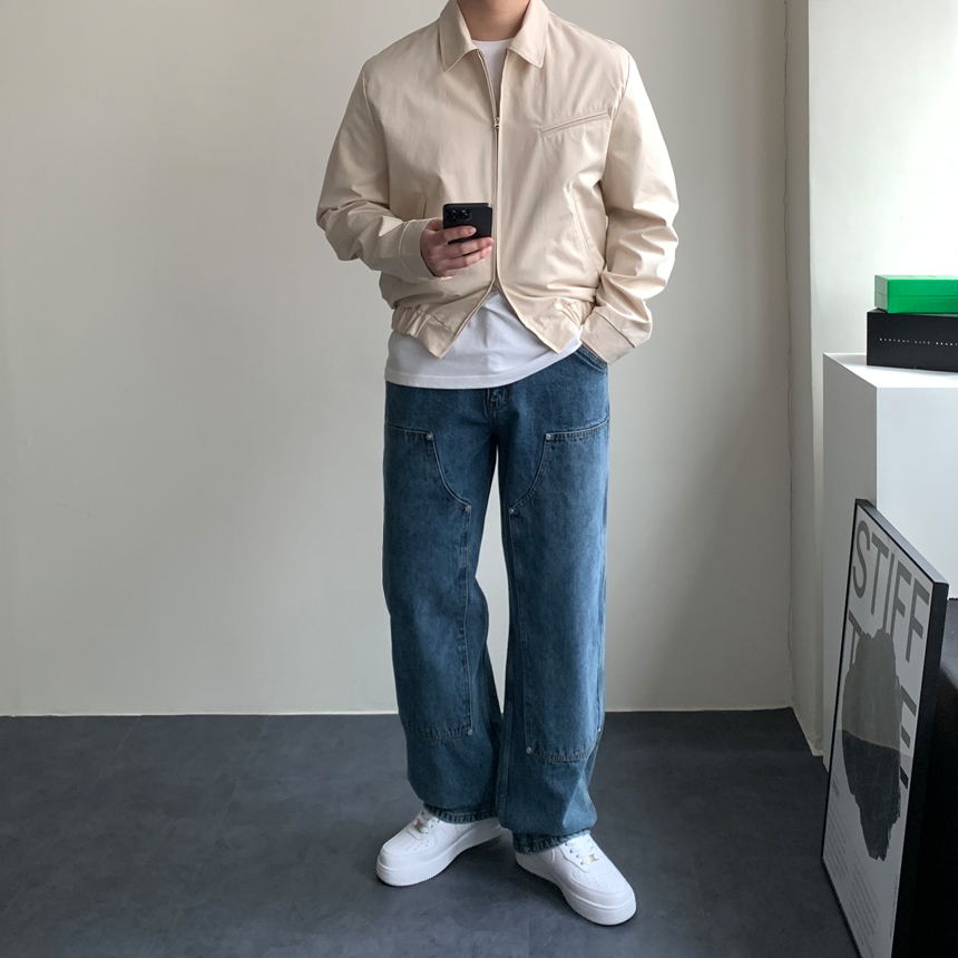 더블니데님 남자흑청데님 남자와이드청바지 - 상세 이미지 4