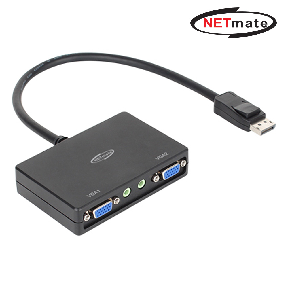 강원전자 넷메이트 DisplayPort to 2xVGA 분배기 NM-DPV22 - 상품 이미지