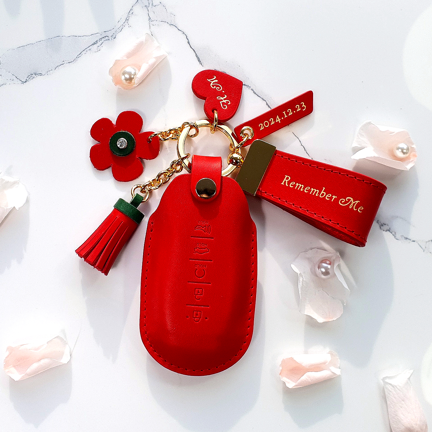 자동차 키링 이니셜각인 커스텀 명품가죽 리본 태슬 포포베 선물용