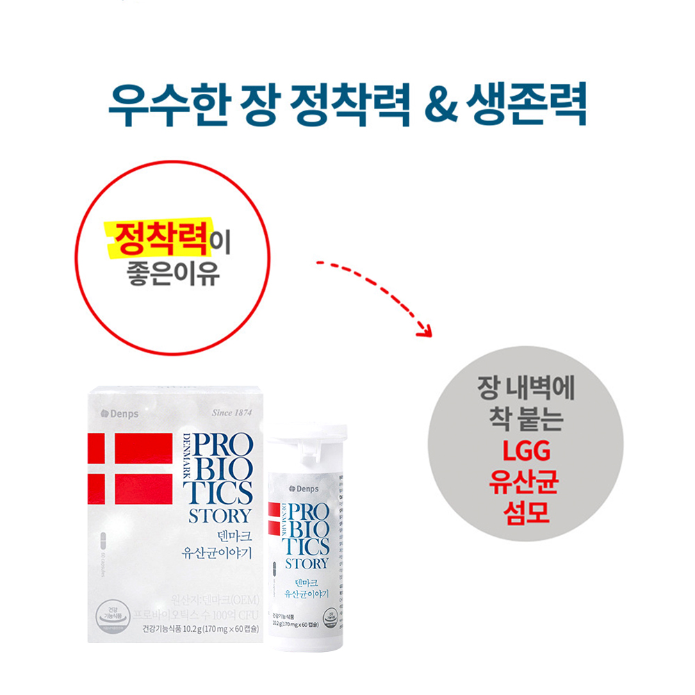 덴마크유산균이야기 12개월분 60캡슐 6박스 엘지지 공유 탁 LGG 유산균 덴프스