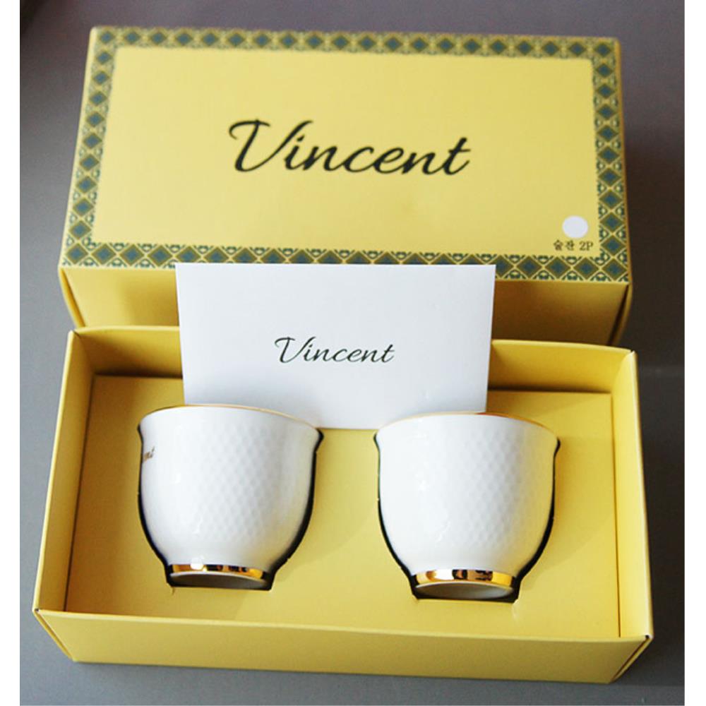 고급 Vincent 골드도금 소주잔 술잔 2p 파티술컵 식기 : 에밀리스토리