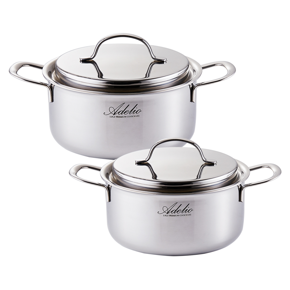 한일스텐레스 통5중 뉴아델리오 IH 스텐냄비 2종 세트 (18양수+20양수)