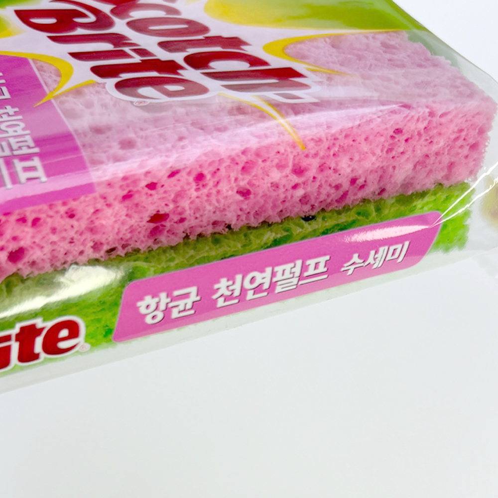 노스크래치 항균 핑크 천연펄프 수세미 스폰지 거품 수세미 - 상세 이미지 4