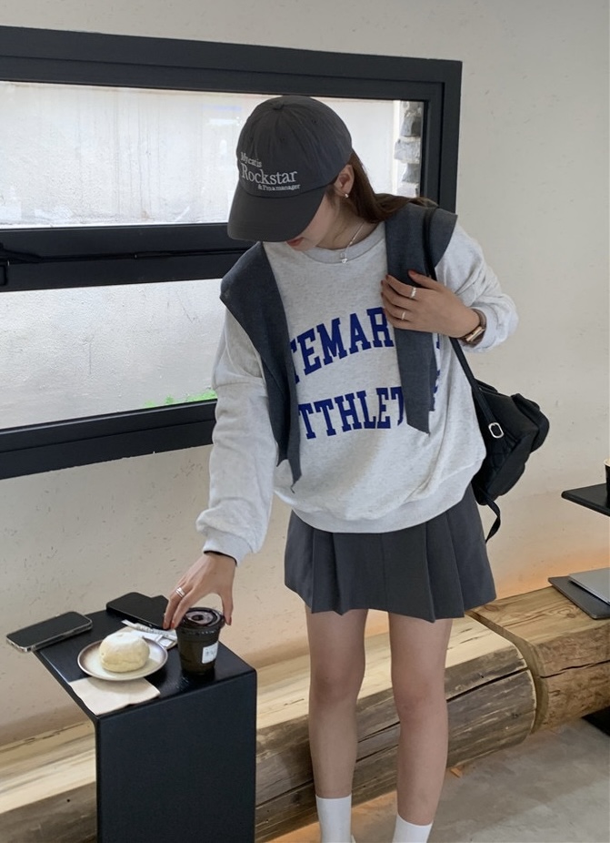 탐탐 여성 봄 레터링 영문 프린팅 루즈핏 라운드넥 긴팔 면 맨투맨 티셔츠