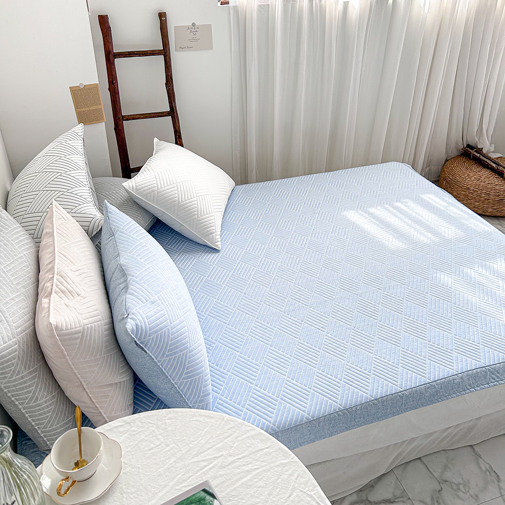 쿠에뜨 냉감패드 듀라론 휴비스 SS 고정밴드 아쿠아 여름침대패드