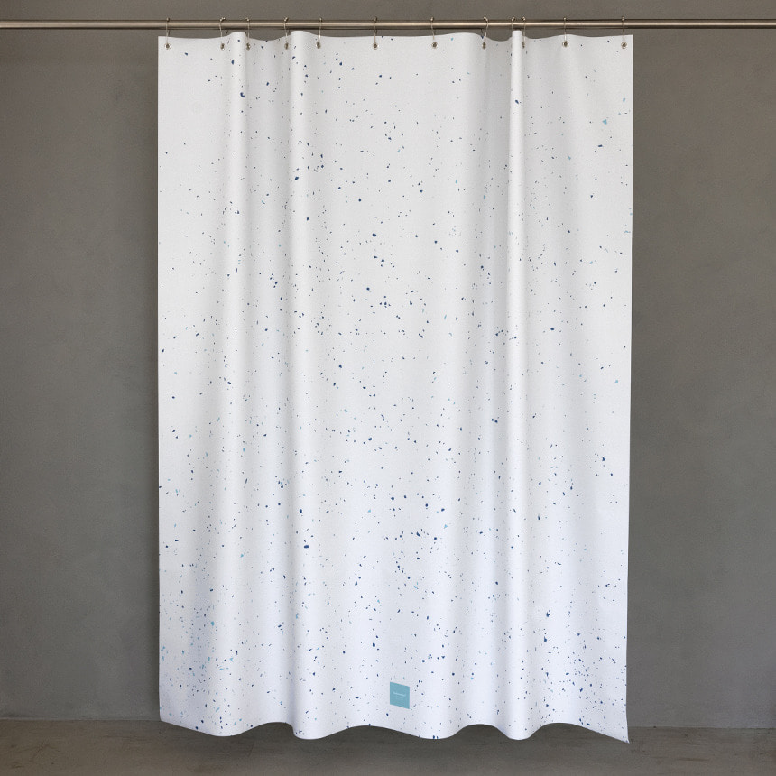 원세븐나인 패브릭 샤워커튼 스플래터 블루 L (180X208cm) - 상품 이미지