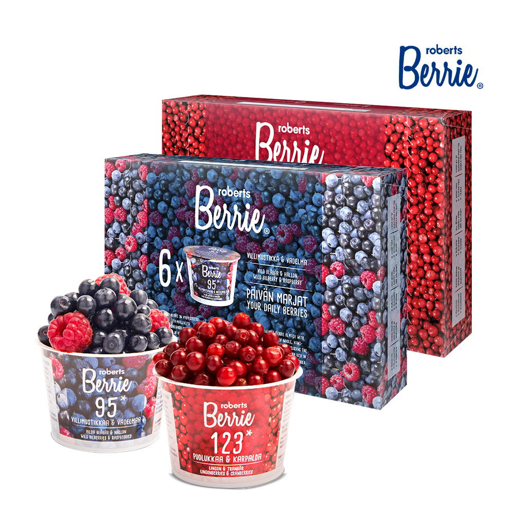 로버츠베리에 빌베리 라즈베리 링곤베리 크렌베리 주스 2종구성 2Box