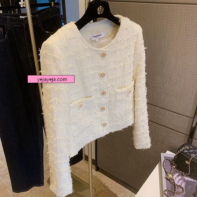 여자여자몰 세상예쁜 격자 부클 트위드자켓 간절기아우터 여성재킷 핑크 격식룩 - 상세 이미지 4