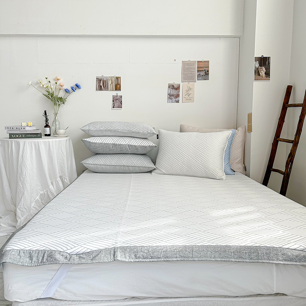 쿠에뜨 냉감패드 듀라론 휴비스 SS 고정밴드 아쿠아 여름침대패드