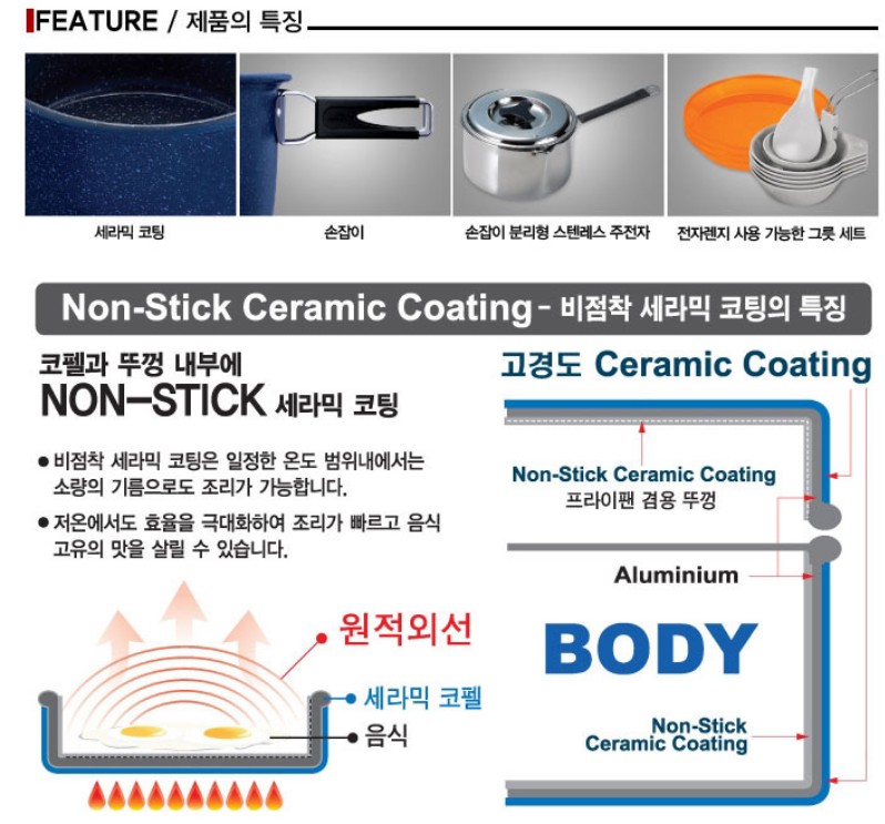 코베아 코펠 세트 7-8인용 뉴 세라믹 냄비 반합