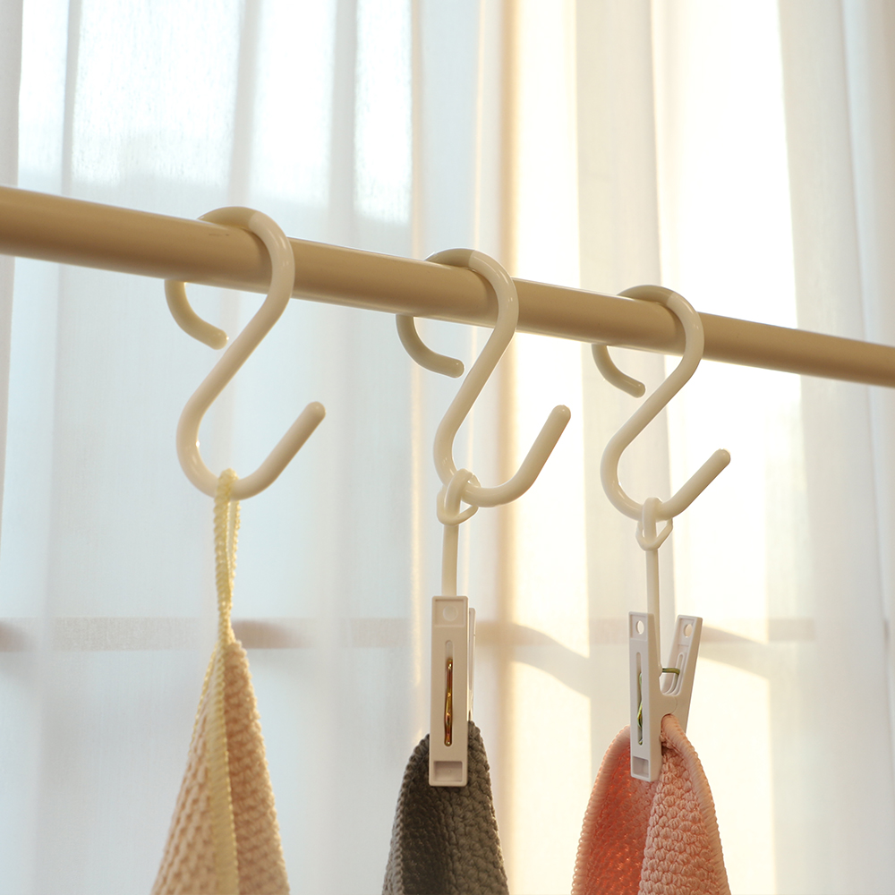 비틀코코 안떨어지는 S자 고리 행거 압축봉 집게 걸이 소형 일반형 3p