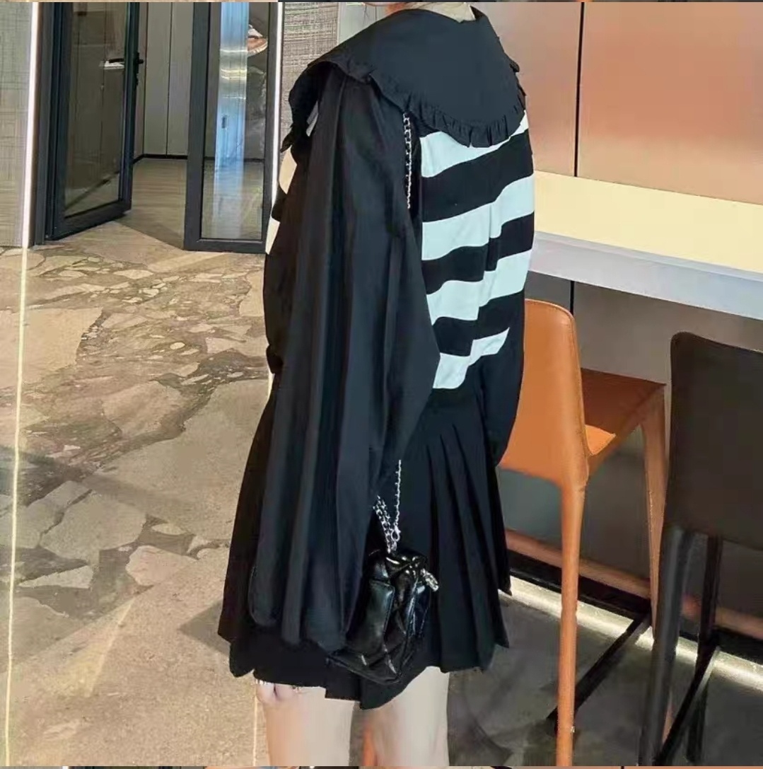 여자여자몰 빅세라카 스트라이프 지퍼 코튼 봄점퍼 가벼운 숏점퍼 면스커트코디 - 상세 이미지 4