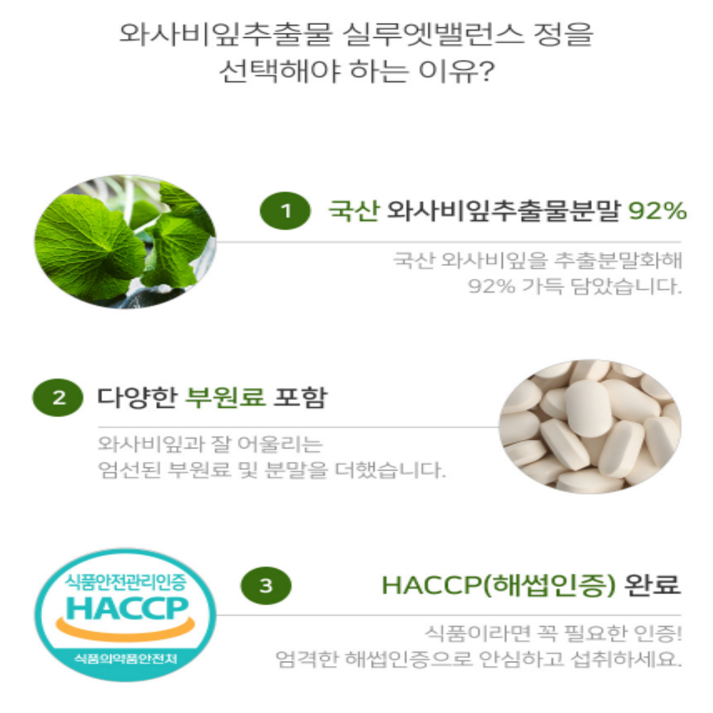 국내산 와사비잎 추출물 600mg 락토페린 - 상세 이미지 2