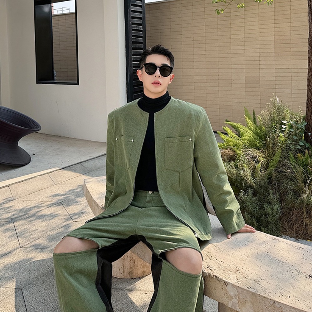 빈티지 워싱 노카라자켓 와이드팬츠 셋업 세트 클럽 아이돌 패션 코디 훈남 봄 질좋은 이미지 6