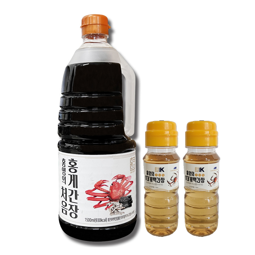 홍영의 처음 홍게간장1.5L, 붉은대게 백간장100ml 2개 영덕 만능 맛 어간장 - 상품 이미지