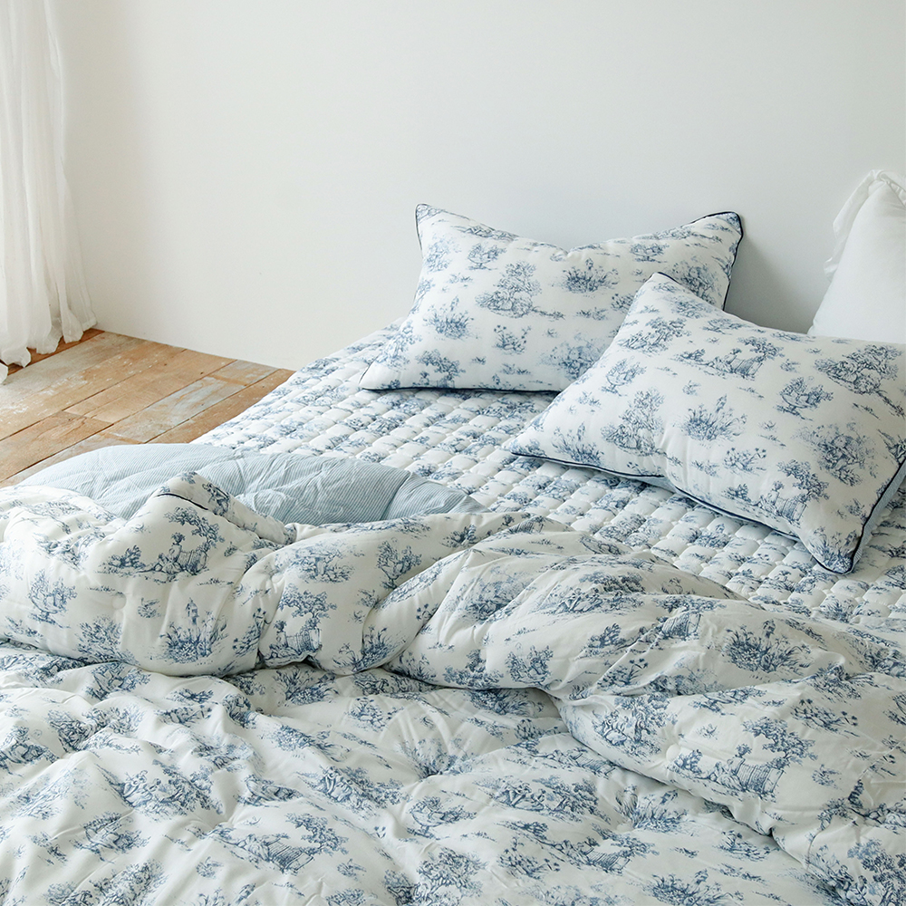 클로이 명화 모달 100 먼지없는 미끄럼방지 고정밴드 사계절 침대패드 Q