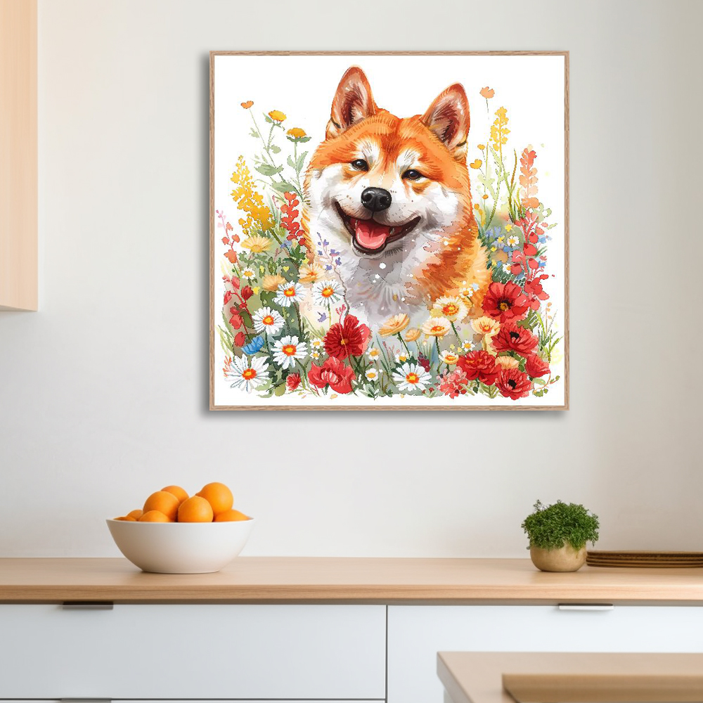 행복한포메 45cm x 45cm 무광오크 알루미늄액자 반려견 - 상세 이미지 5
