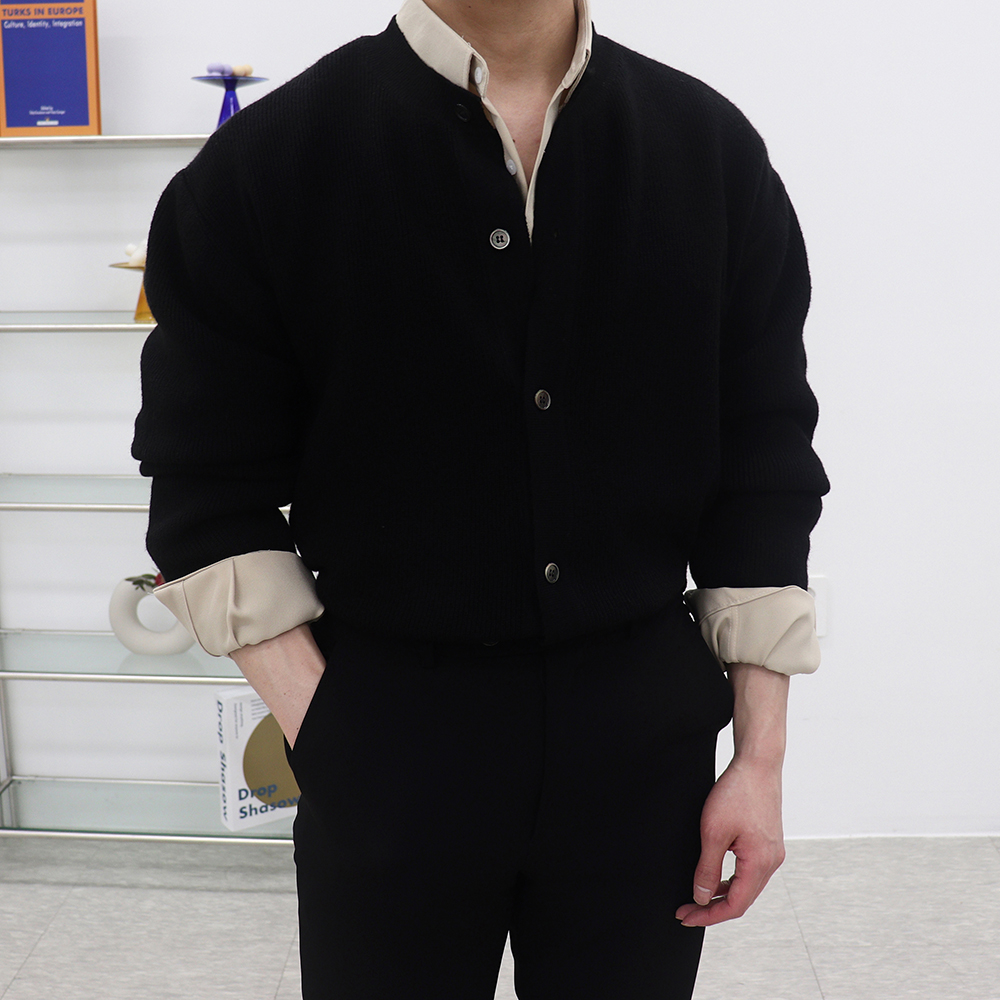 남자라운드넥가디건 남성캐시미어가디건 남자오버핏카디건 - 상세 이미지 4