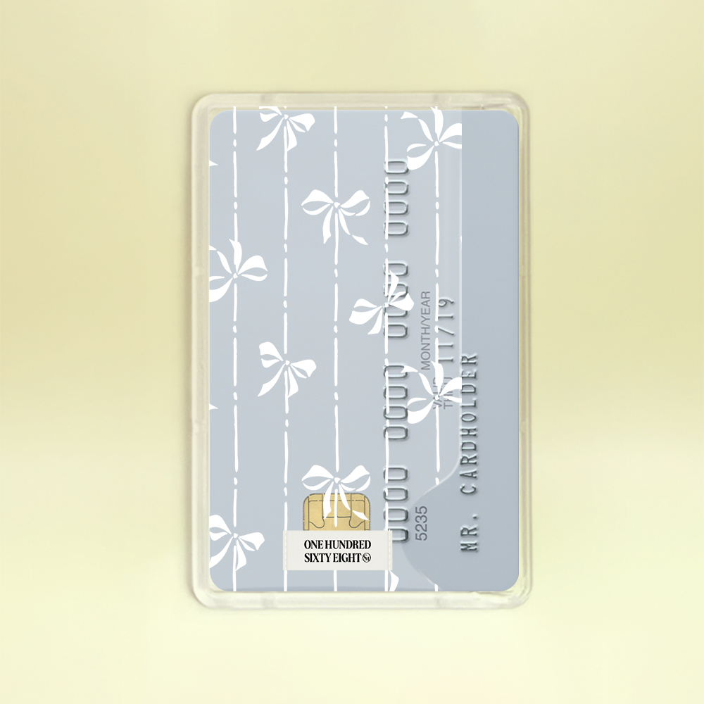 아이폰 맥세이프 카드지갑 투명 베이직 리본 스트라이프 화이트