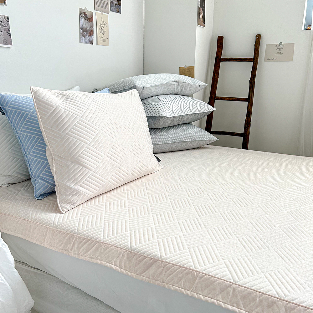 쿠에뜨 냉감패드 듀라론 휴비스 SS 고정밴드 아쿠아 여름침대패드