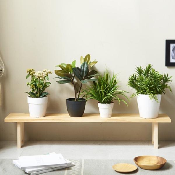 좁고 긴 테이블 원목 슬림 테이블 얇은 거실 화분 테이블