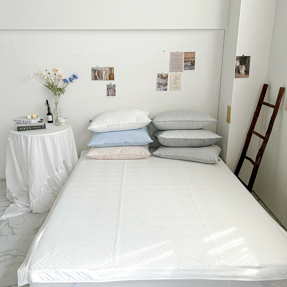 쿠에뜨 냉감패드 듀라론 휴비스 SS 고정밴드 아쿠아 여름침대패드