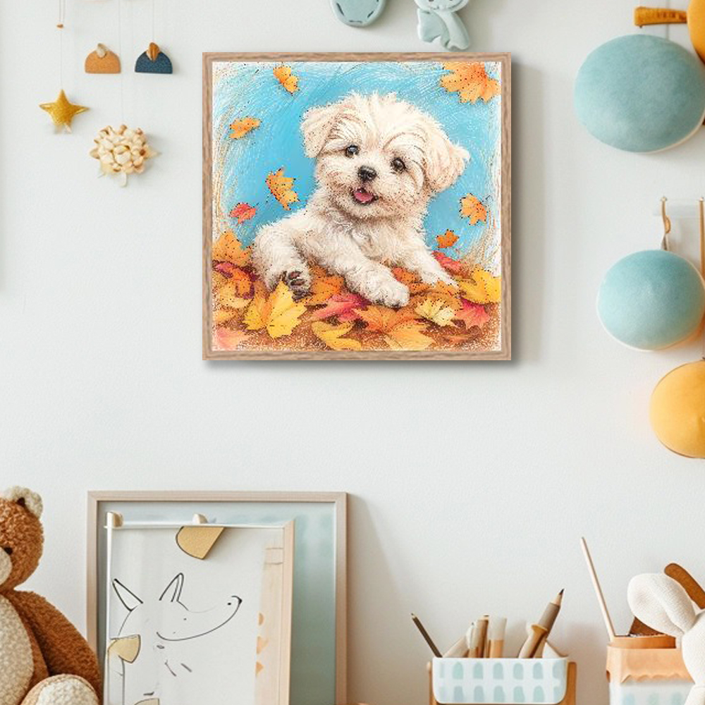 행복한포메 45cm x 45cm 무광오크 알루미늄액자 반려견 - 상세 이미지 2