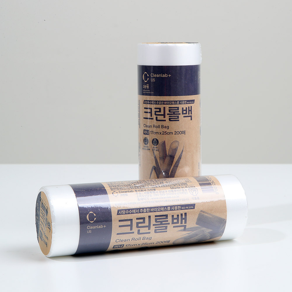크린랩 바이오매스 크린롤백 200매 미니 17x25 식물유래 위생롤백 일회용비닐 - 상품 이미지